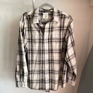 Red Head Mens Distressed Plaid Snap Front Long Sleeve Shirt Size L